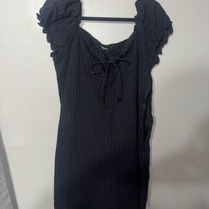 Chic Red Mini Dress with Lace Details and Flared Hem